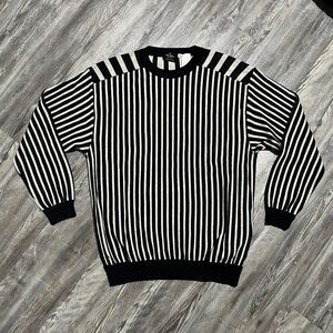 Valentino Boutique Italy Striped Knit Sweater 54 XL Wool Cotton